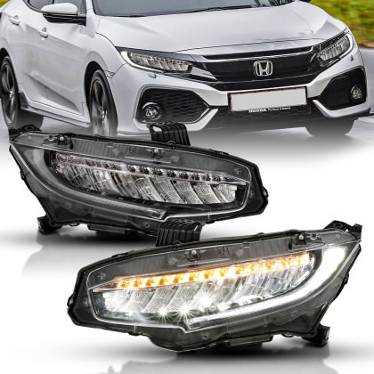ANZO LED PROJECTOR HEADLIGHTS W/ SEQUENTIAL TURN SIGNAL 2016-18 HONDA CIVIC SEDAN