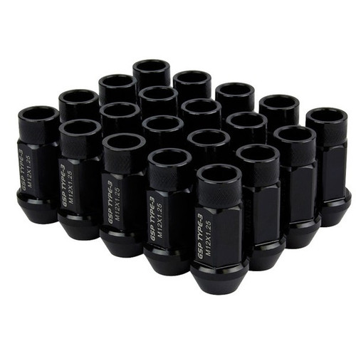 Godspeed Type 3 50mm Lug Nuts 20 pcs. Set M12 X 1.5 Black