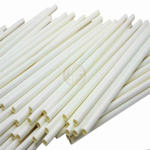 6 x 210mm White Paper Straws Straight