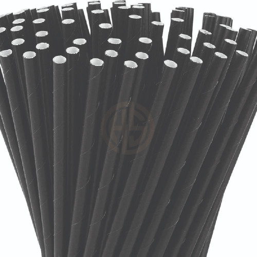 8 x 210mm Black Paper Straws Straight