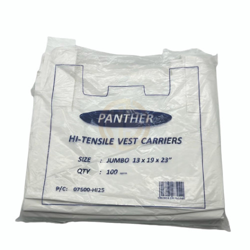 White Plain Vest Carrier Bag (Panther)