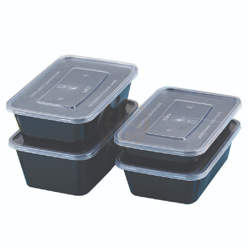 C650ml Microwave Black Base Containers with Lids