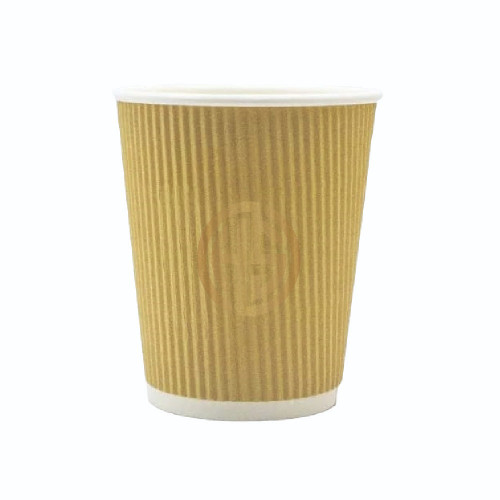 8oz Triple Walled Ripple Paper Cups Brown