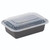 28oz Microwave Container Rectangle PP Black Base with Lid
