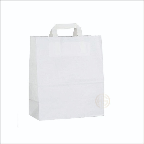 Large White Kraft Flat Handle Bag, Carrier bag