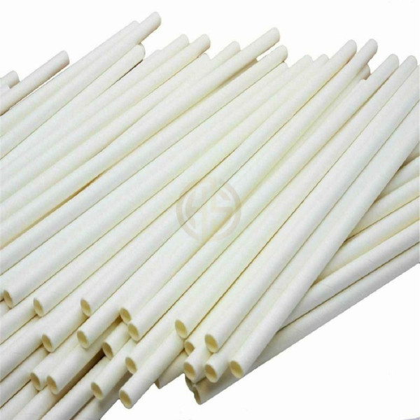 6 x 240mm White Paper Straws Straight