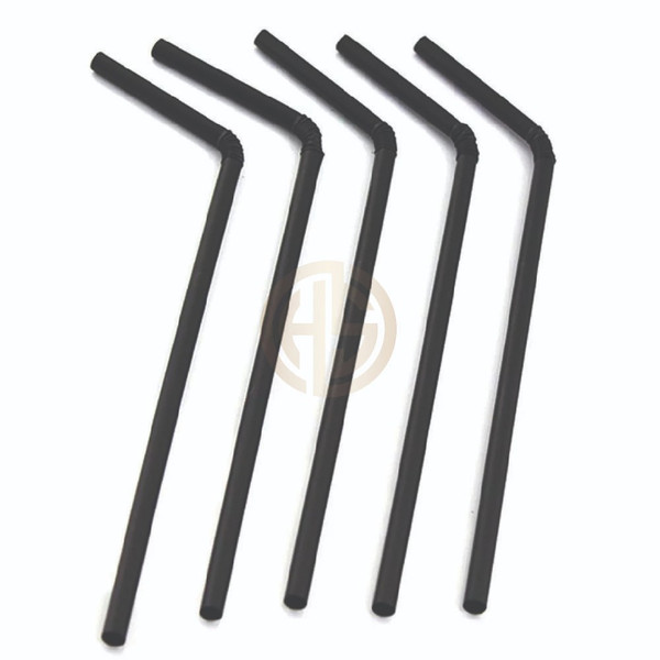 6 x 240mm Black Paper Straws Flexi