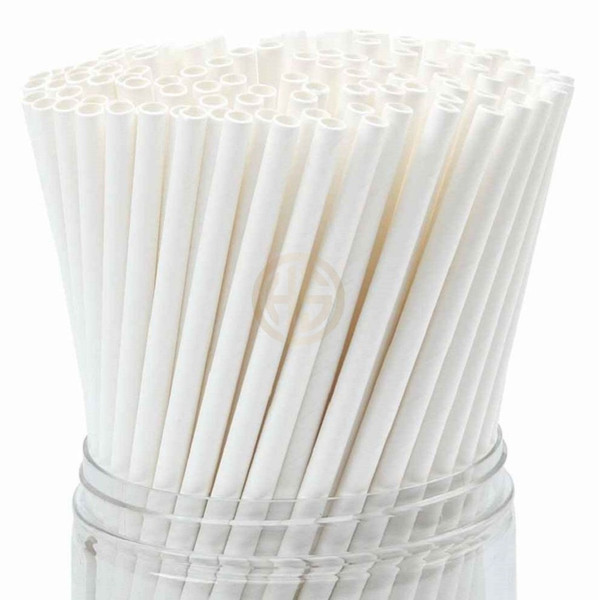 8 x 210mm White Paper Straws Straight