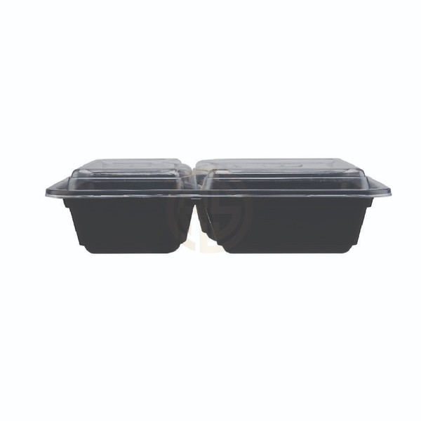 H-Pack 2 Compartment Black Container With Lids