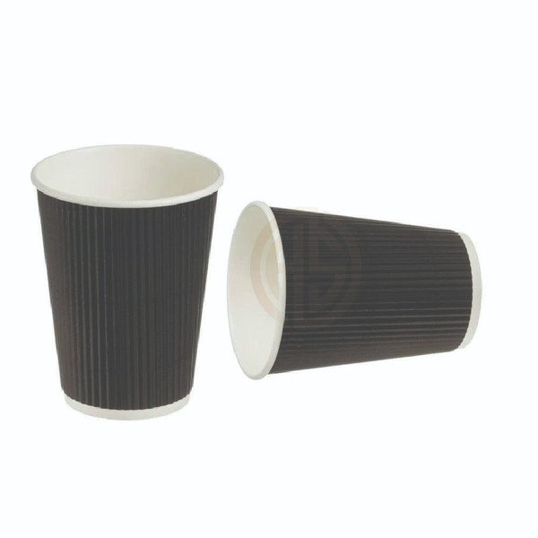 Black 4oz Triple Walled Ripple Paper Cups