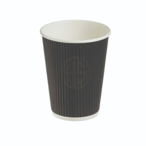 8oz Triple Walled Ripple Paper Cups Black