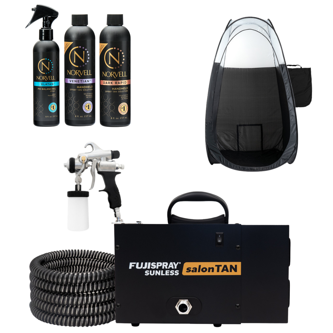Fuji Spray salonTAN with Norvell Sunless Solution and Black Tanning Tent
