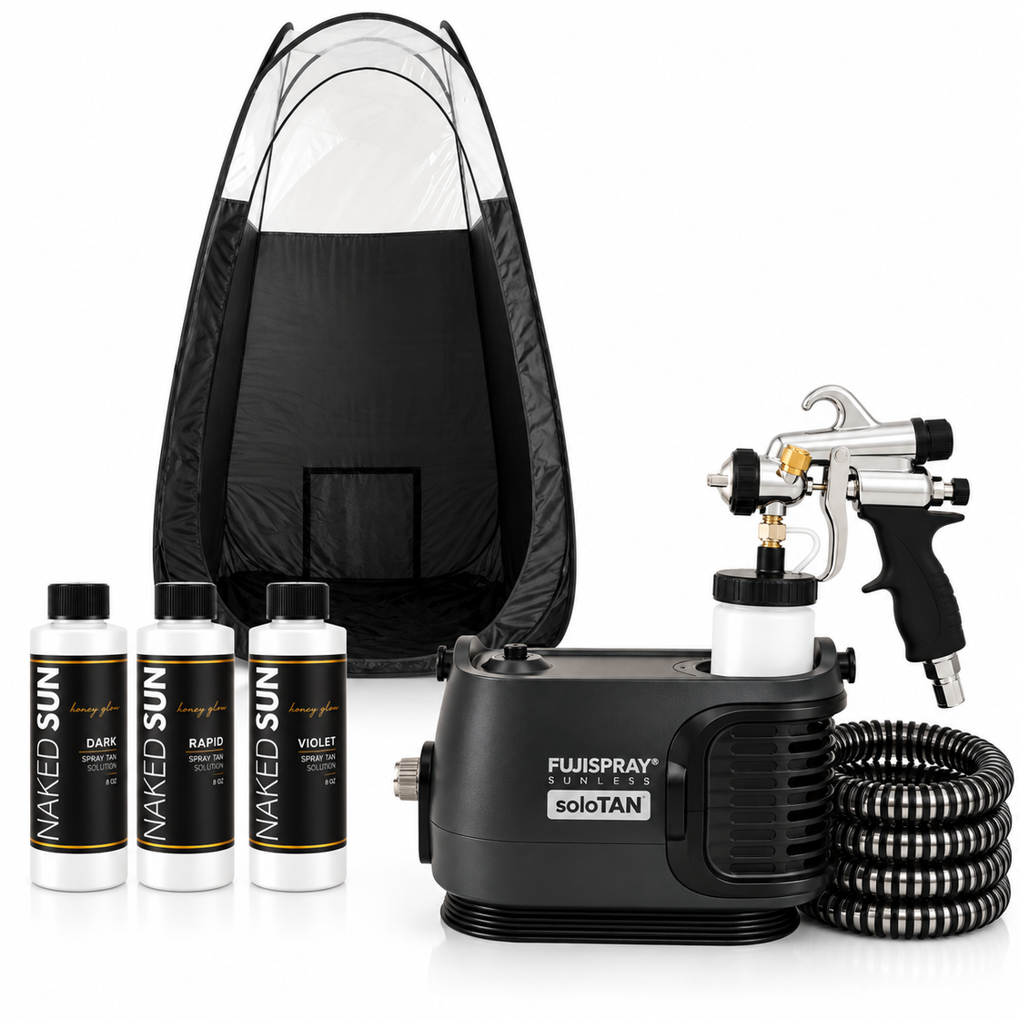 Fuji Spray 2175 Spray Tan Machine with TAN7350 Spray Gun, Honey Glow Tanning Solution and Tent