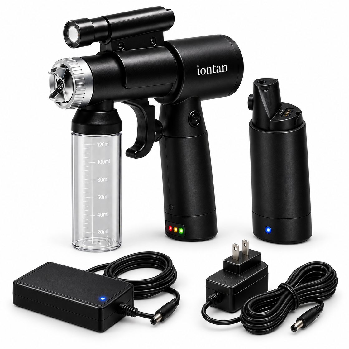 Naked Sun IonTan DualPower Portable Spray Tan Machine – Hybrid (Rechargeable Battery & AC Plug-in) – Professional Cordless Sunless Tanning System with Brushless Two Speed Motor