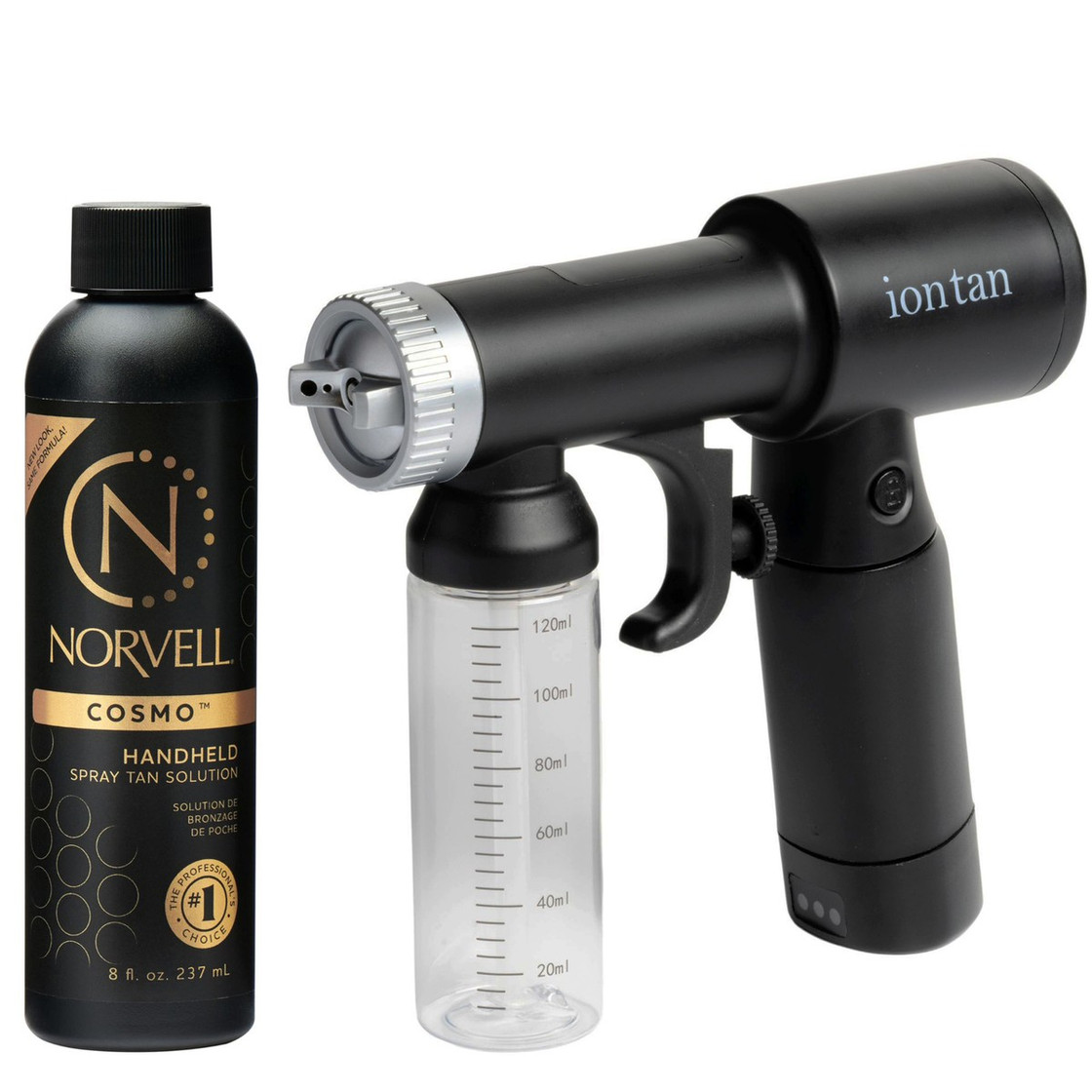 Naked Sun ION Tan Spray Tan Machine DualPower Rechargeable and A/C Power with Norvell Cosmo Tanning Solution