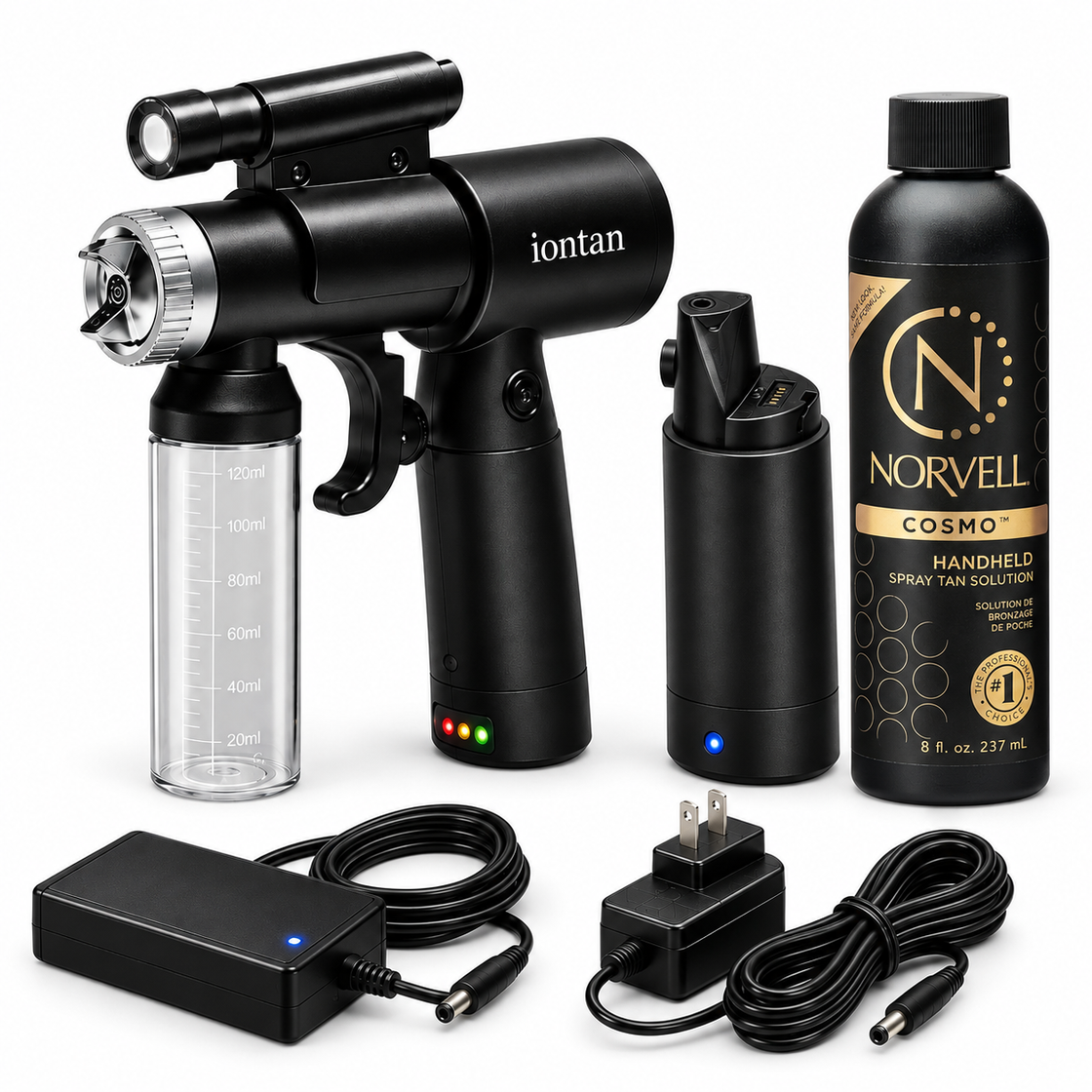 Naked Sun ION Tan Spray Tan Machine DualPower Rechargeable and A/C Power with Norvell Cosmo Tanning Solution