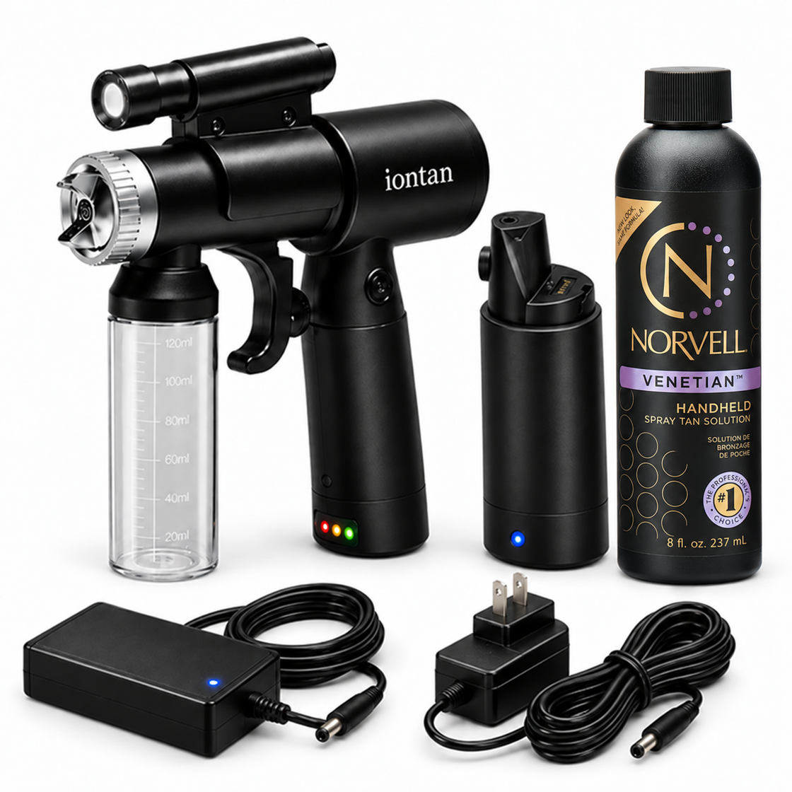 Naked Sun ION Tan Spray Tan Machine DualPower Rechargeable and A/C Power with Norvell Venetian Tanning Solution