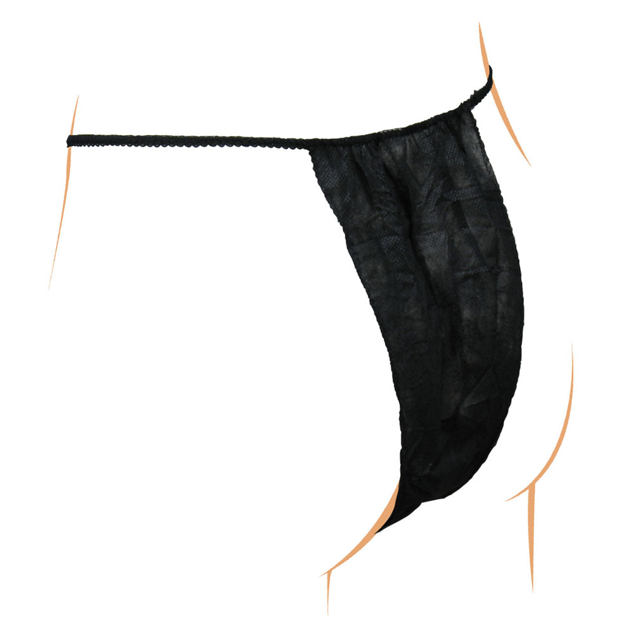 Ladies Thong Panties Black - 12 Pack