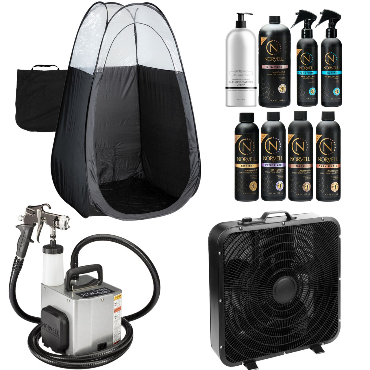 Norvell Z3000 Spray Tan Machine and Pro Tanning Solution Kit with