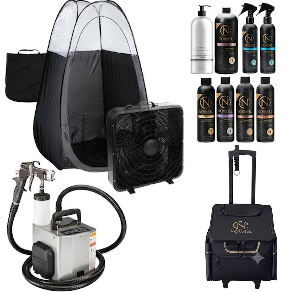 Norvell Z3000 Spray Tan Machine Travel Bag Tan Solution Tent & X-Fan