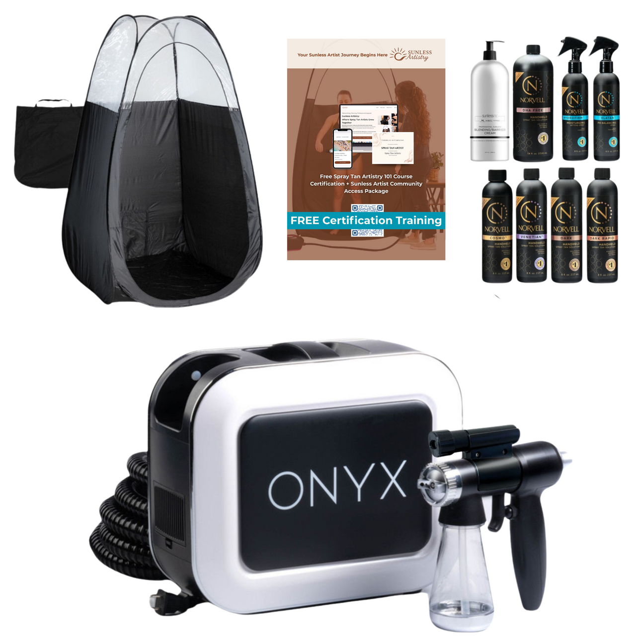 Naked Sun Onyx Spray Tan Machine with Professional Tanning Gun