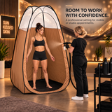 Naked Sun XL Portable Spray Tan Tent – Extra Large Pop Up Tent for Professional Tanning, Heavy Duty Fabric Mobile Spray Room with Carrying Bag & Easy Clean Floor - Bronze