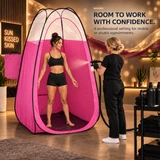 Naked Sun XL Portable Spray Tan Tent – Extra Large Pop Up Tent for Professional Tanning, Heavy Duty Fabric Mobile Spray Room with Carrying Bag & Easy Clean Floor - Pink
