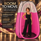 Naked Sun XL Portable Spray Tan Tent – Extra Large Pop Up Tent for Professional Tanning, Heavy Duty Fabric Mobile Spray Room with Carrying Bag & Easy Clean Floor - Pink