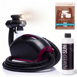 Black Fascination FX Spray Tan Machine with Honey Glow Rapid Develop Violet Tanning Solution - 8 oz and Spray Gun Light Kit