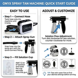 Naked Sun Onyx Spray Tanning Machine with Professional Tanning Gun with Light Kit and Honey Glow Tanning Solution and Black Tent Bundle (5 Items)