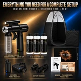 Naked Sun IonTan DualPower Spray Tan Kit with Tanning Tent & Naked Sun Solution Trio – Cordless/AC Handheld Machine, Dark, Violet & Rapid Solutions – Professional At-Home or Mobile Spray Tanning System