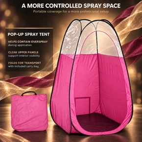 Naked Sun XL Portable Spray Tan Tent – Extra Large Pop Up Tent for Professional Tanning, Heavy Duty Fabric Mobile Spray Room with Carrying Bag & Easy Clean Floor - Pink