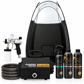 Fuji Spray 2100 studioTAN Machine with Norvell Tanning Solution & Black Tent