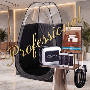 Naked Sun XL Portable Spray Tan Tent – Extra Large Pop Up Tent for Professional Tanning, Heavy Duty Fabric Mobile Spray Room with Carrying Bag & Easy Clean Floor - Black