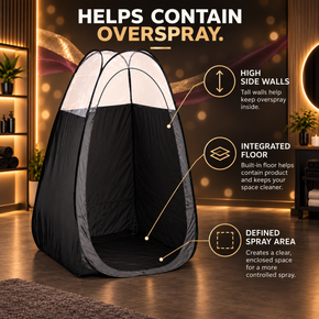 Naked Sun XL Portable Spray Tan Tent – Extra Large Pop Up Tent for Professional Tanning, Heavy Duty Fabric Mobile Spray Room with Carrying Bag & Easy Clean Floor - Black