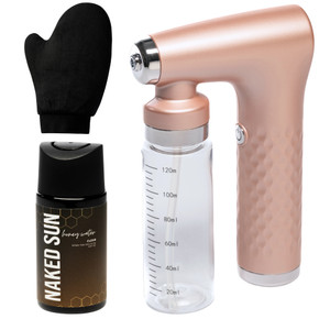 ICON Portable Self Tan Spray Tan Mister with Naked Sun Honey Water Sunless Solution and Tanning Lotion Mitt