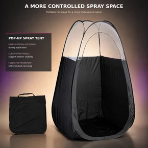 Naked Sun Onyx Spray Tanning Machine with Professional Tanning Gun with Light Kit and Honey Glow Tanning Solution Trio, X-Fan and Black Tent Kit