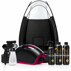 Naked Sun Fascination Spray Tanning Machine Bundle with Norvell Tanning Solution and Prep Spray and LED Applicator Light