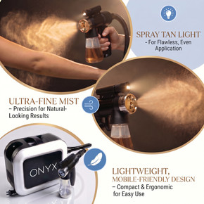 Naked Sun Onyx Spray Tanning Machine with Professional Tanning Gun with Light Kit and Honey Glow Tanning Solution and Black Tent Bundle (5 Items)