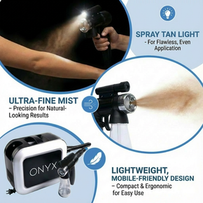 Naked Sun Onyx Spray Tan Machine  Professional Tanning Gun with Light Kit and Honey Glow Rapid Develop Tanning Solution