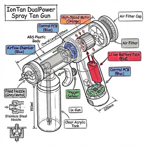 Naked Sun IonTan DualPower Spray Tan Kit with Tanning Tent & Naked Sun Solution Trio – Cordless/AC Handheld Machine, Dark, Violet & Rapid Solutions – Professional At-Home or Mobile Spray Tanning System