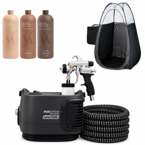 Fuji Spray 2175 soloTAN Spray Tan Machine with TAN7350 Spray Tanning Applicator, Black Spray Tanning Tent and Vani-T Liter Sample Trio