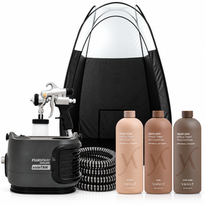 Fuji Spray 2175 soloTAN Spray Tan Machine with TAN7350 Spray Tanning Applicator, Black Spray Tanning Tent and Vani-T Liter Sample Trio
