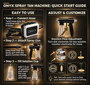 Naked Sun Onyx Spray Tanning Machine with Professional Tanning Gun with Light Kit and Honey Glow Tanning Solution and Brown Tent Bundle (5 Items)