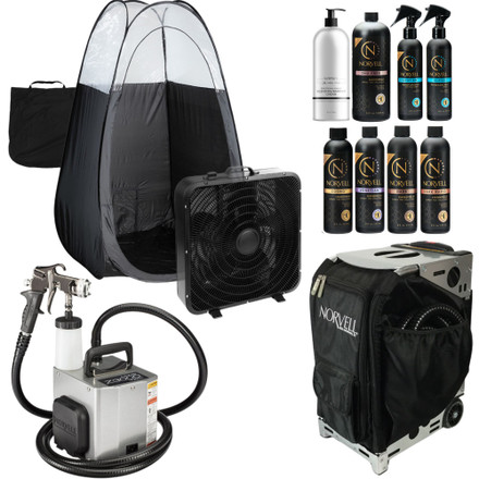 Norvell Z3000 Spray Tan Machine with Travel Bag and Pro Tanning Solution Kit plus Naked Sun Tent and X-Fan Overspray Extraction