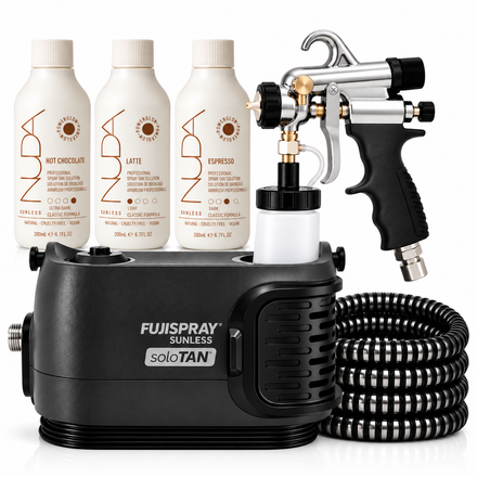 Fuji Spray 2175 SoloTAN Spray Tan Machine Kit with NUDA Favorites Sample Pack Tanning Solutions