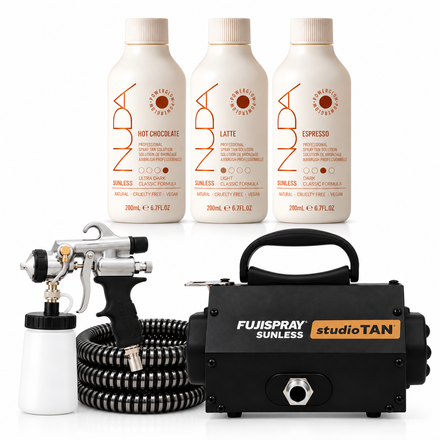 Fuji Spray 2100 studioTAN Machine with NUDA Favorites Sample Pack  Tanning Solutions 