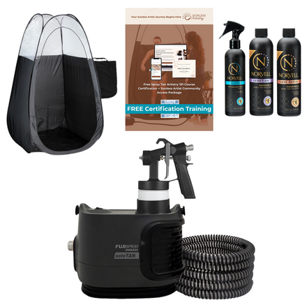 Fuji Spray 1175 soloTAN Spray Tan Machine with Norvell Tanning Solution Kit and Naked Sun Tent