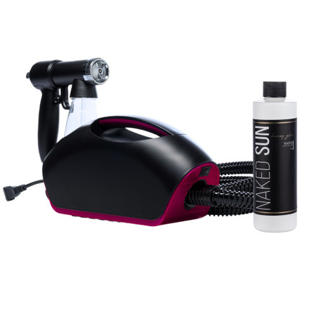 Black Fascination FX Spray Tan Machine with Honey Glow Rapid Develop Violet Tanning Solution - 8 oz