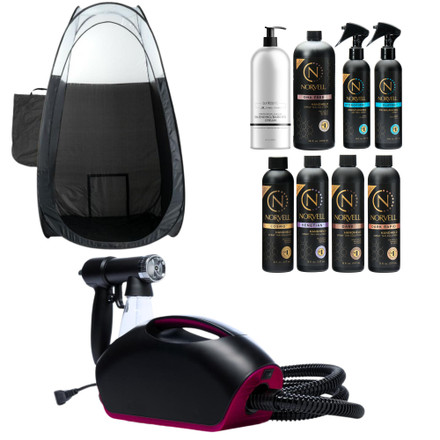 Naked Sun Fascination Spray Tanning Machine with Norvell Sunless Pro Pack and Black Tent